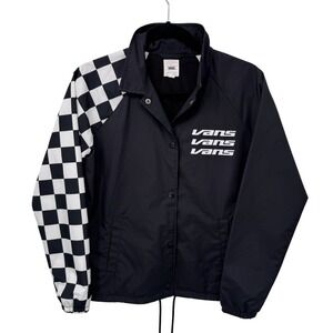 Vans Thanks Coach Superspeedee Black Checkered Logo Windbreaker Jacket‎ Women XS